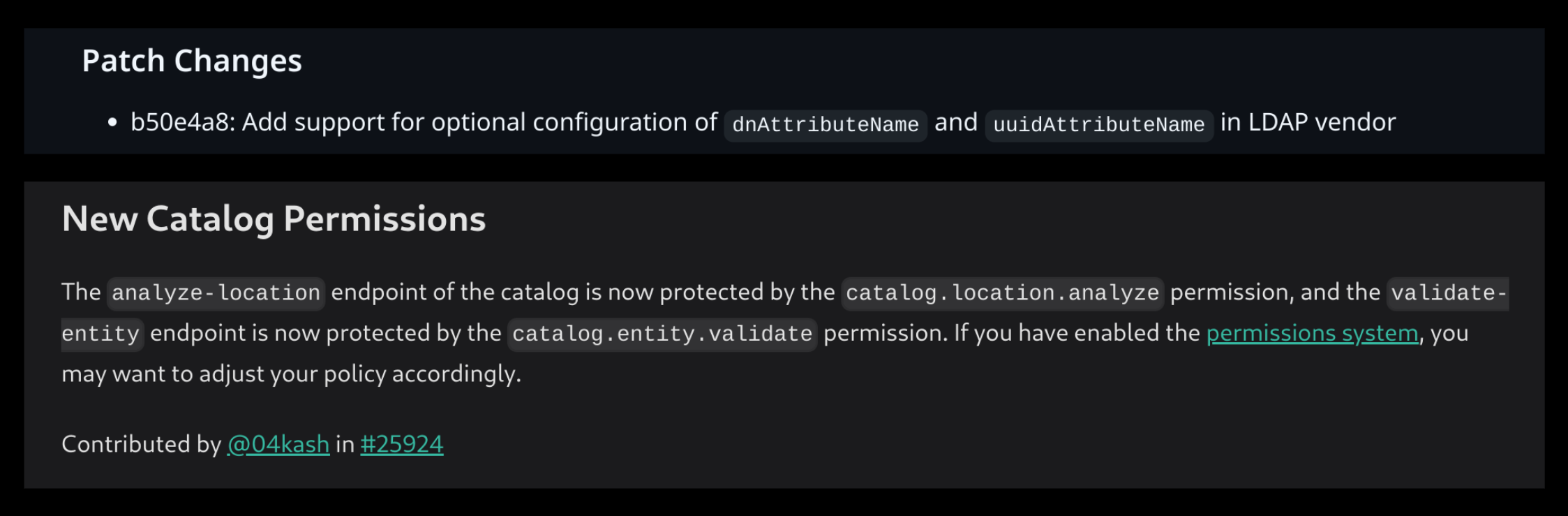 My first commits in the backstage CHANGELOG