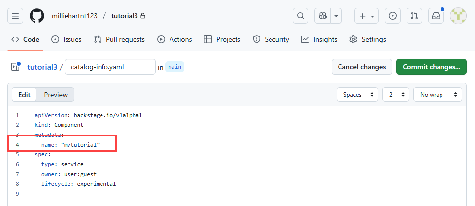 component name updated