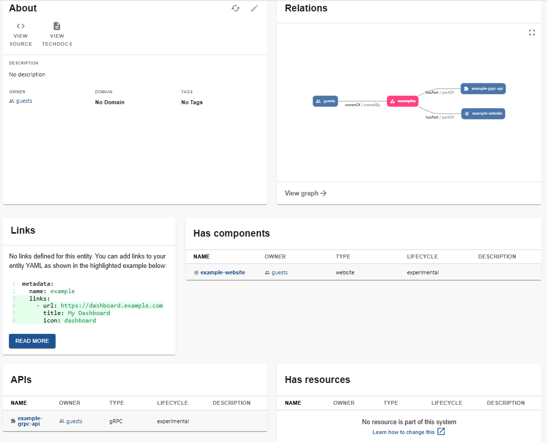 Details of system entity.