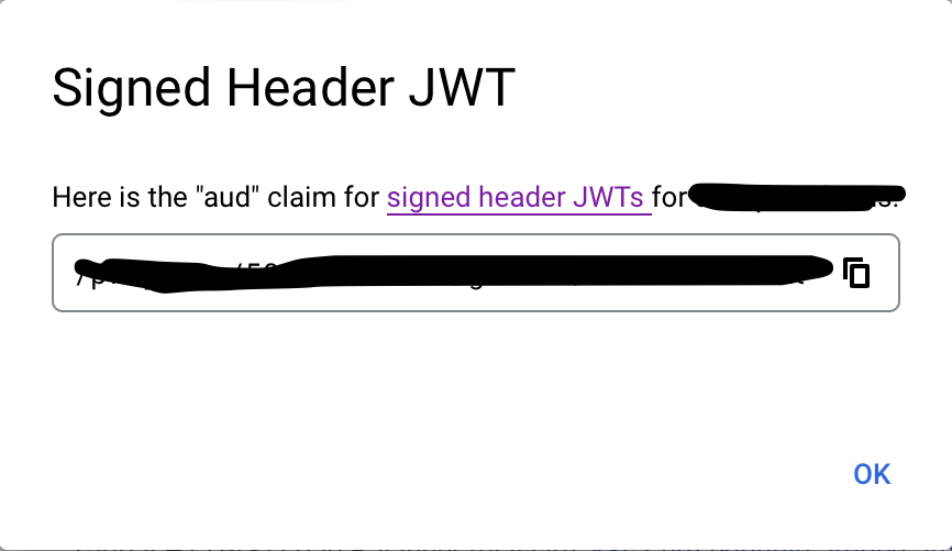 Identity-Aware Proxy JWT Audience Code popup