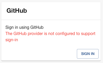 The GitHub provider is not configured to support sign-in