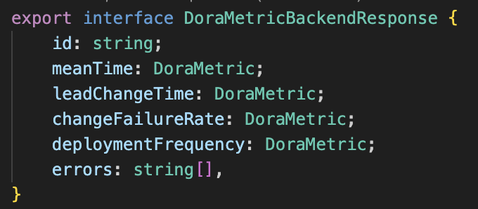 dora metrics typescript interface