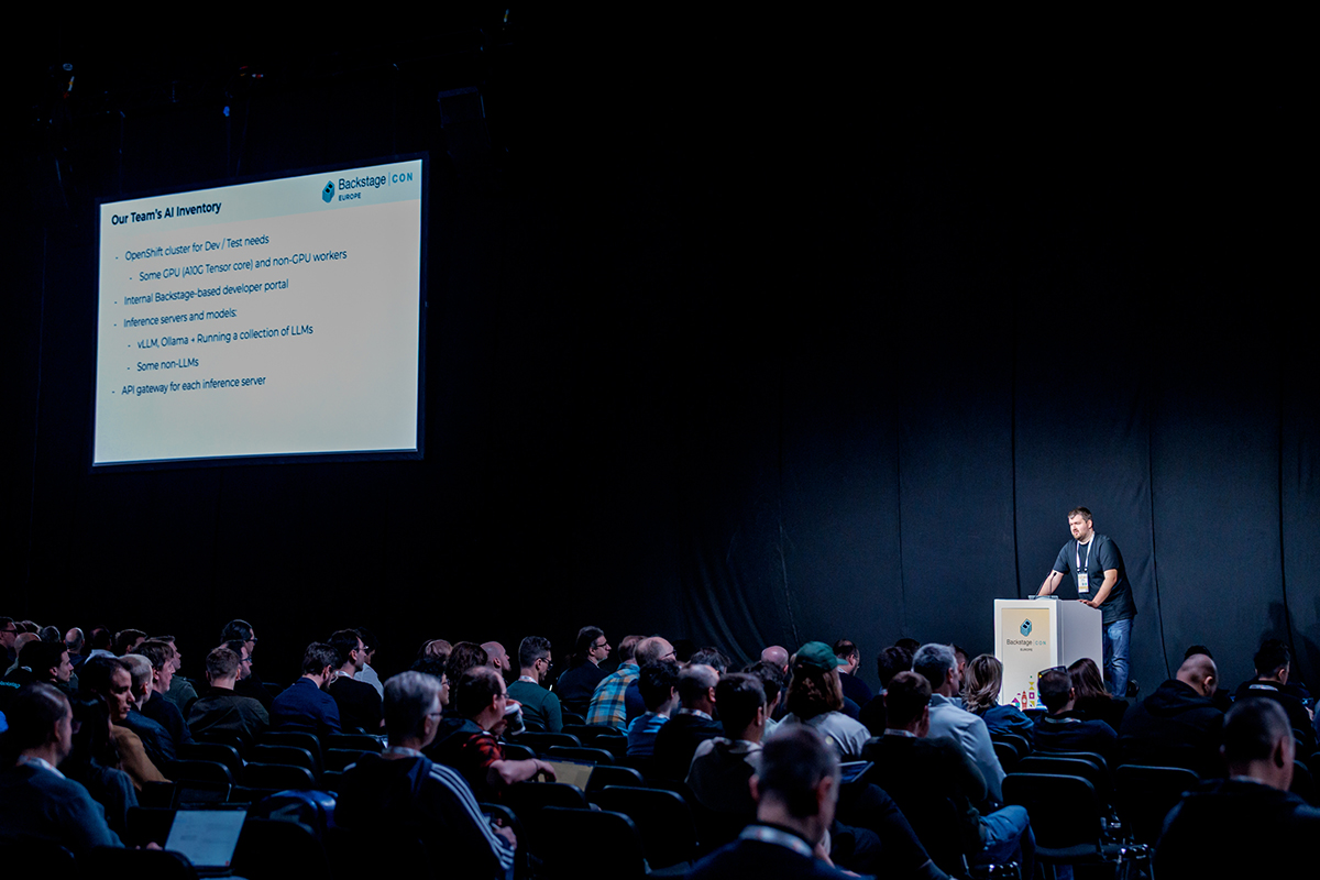John Collier from Red Hat presents at BackstageCon Europe 2025