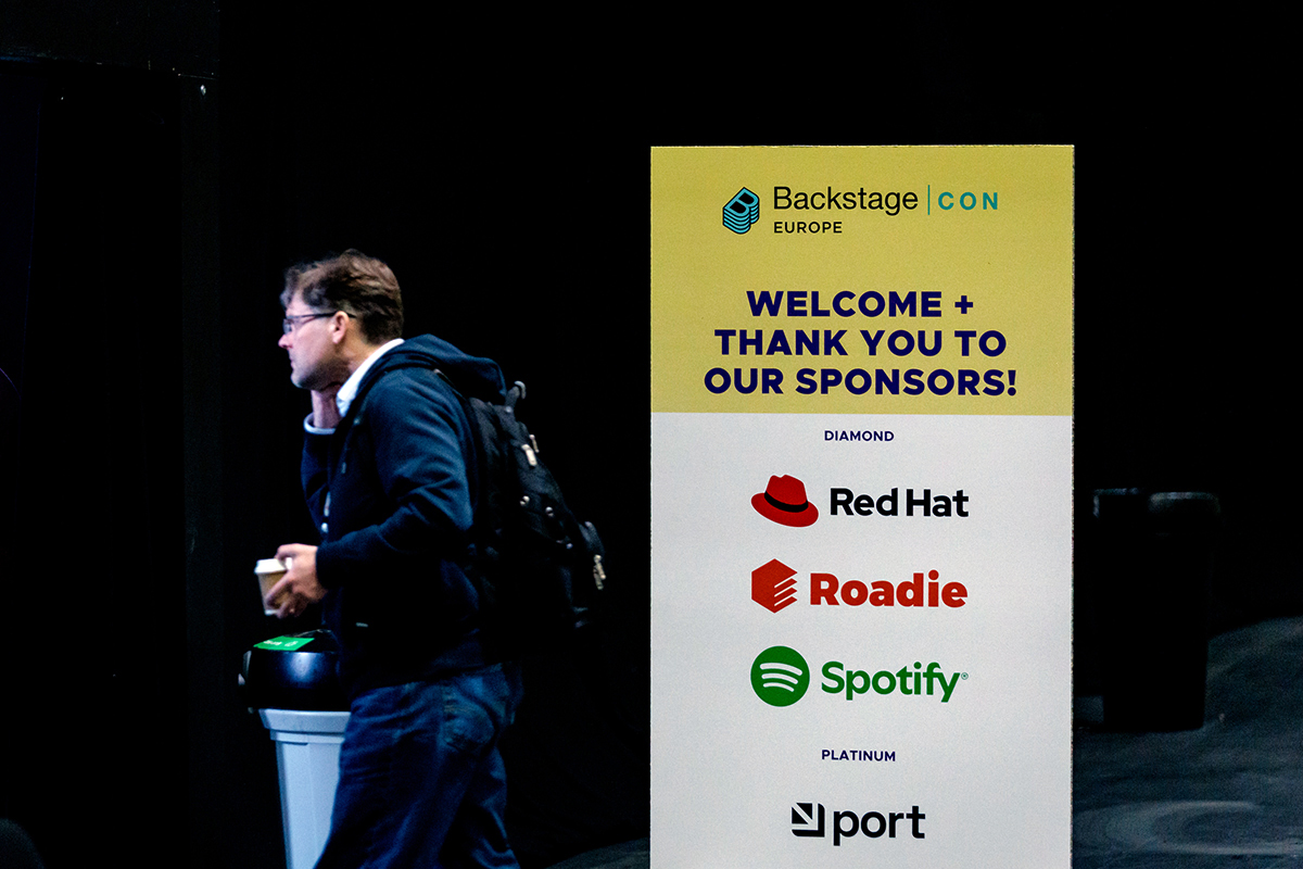 Thank you to our BackstageCon sponsors: Red Hat, Roadie, Spotify, Port
