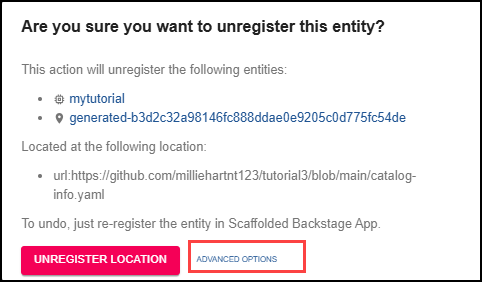 Screenshot of selecting advanced options.