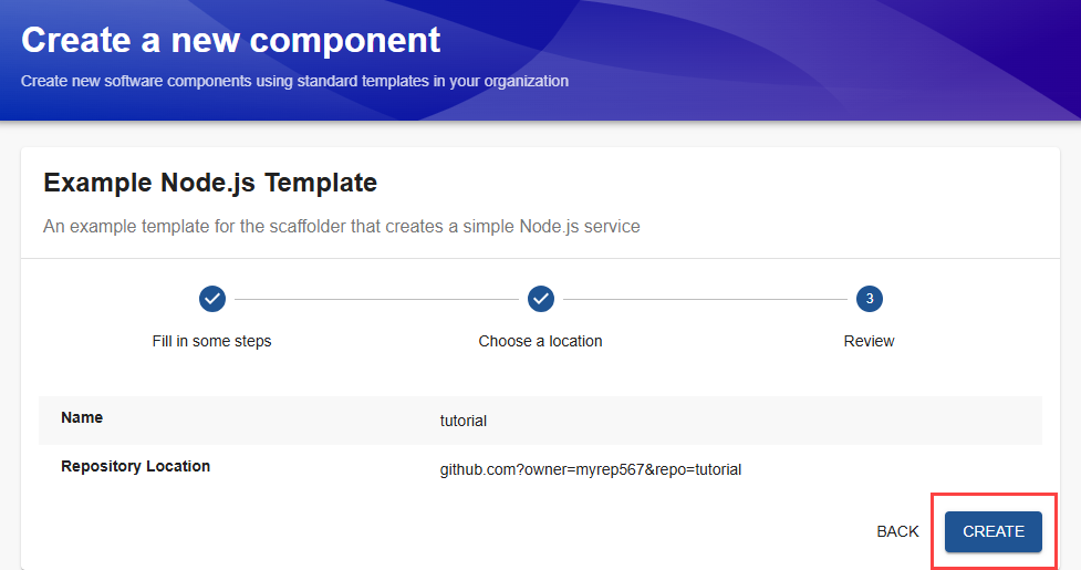 select create to make component