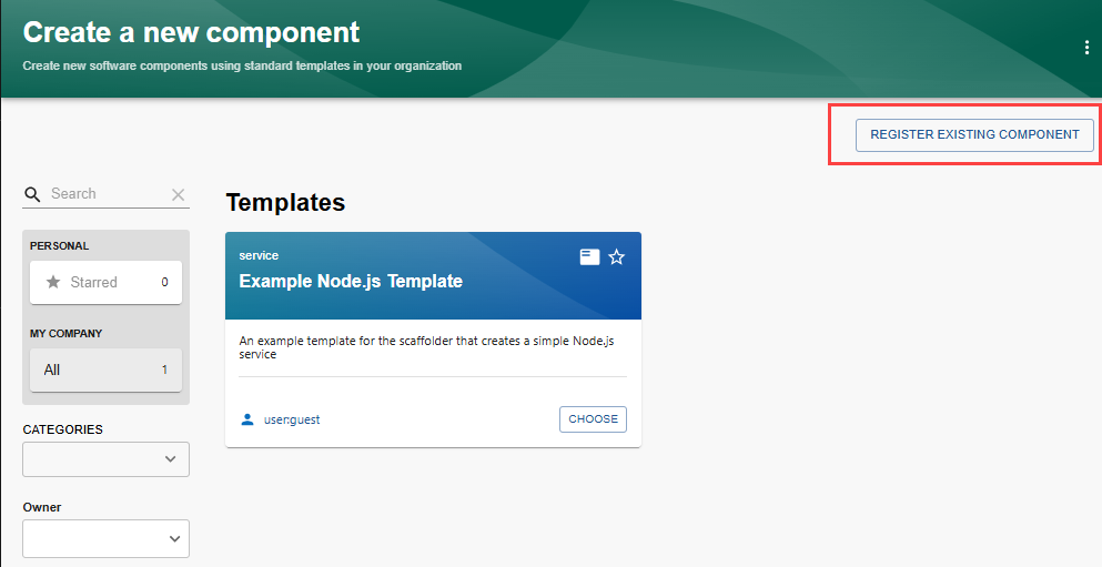 Select Register existing component.